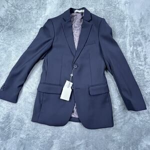 London Paisley Navy Blazer Boys Large 16 Blue UK 12 Sports Jacket Pockets